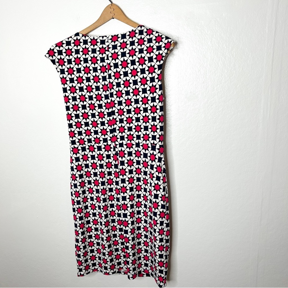Donna Morgan Colorful Geometric Print Cap Sleeve Business Casual Mini Dress 10 - Picture 7 of 8